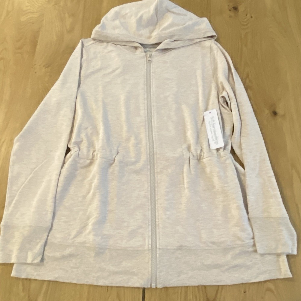 Soft Surroundings Siesta Soft Jacket Hoodie Womens Small‎ Beige Full Zip NWT New